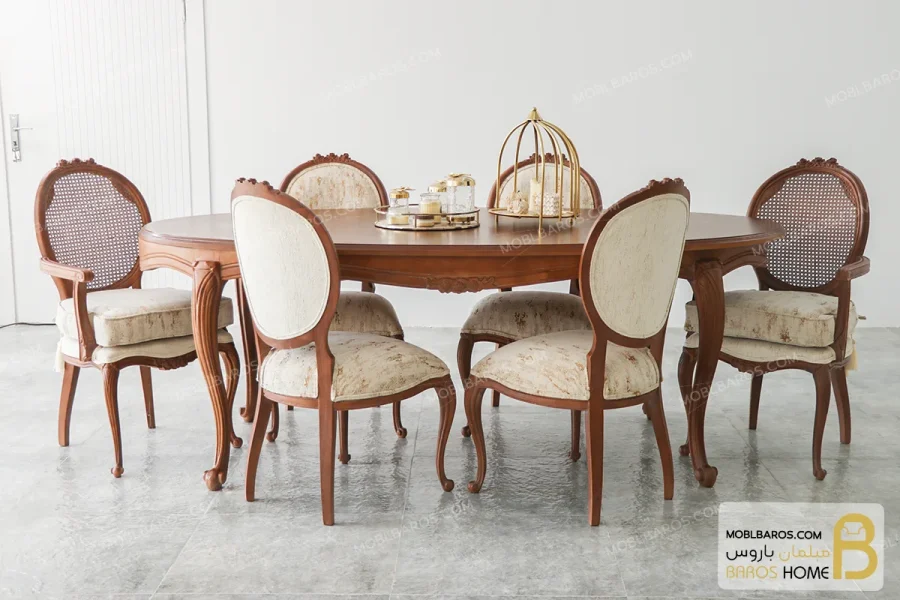 میز ناهارخوری کلاسیک و چوبی مدل لورنزو خرید مبل باروس 112 6