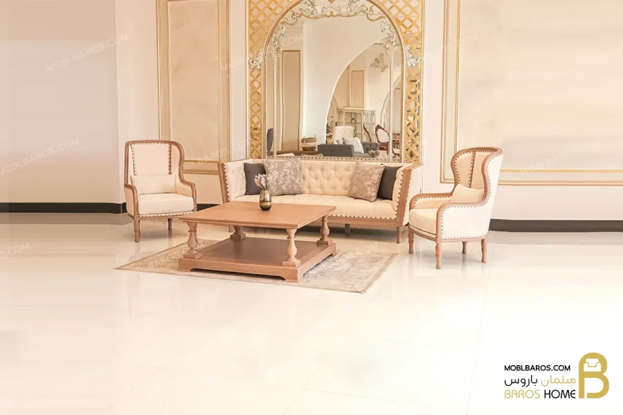 ست مبلمان چوبی کلاسیک و چستر مدل دایان کد۱ خرید مبل باروس 1