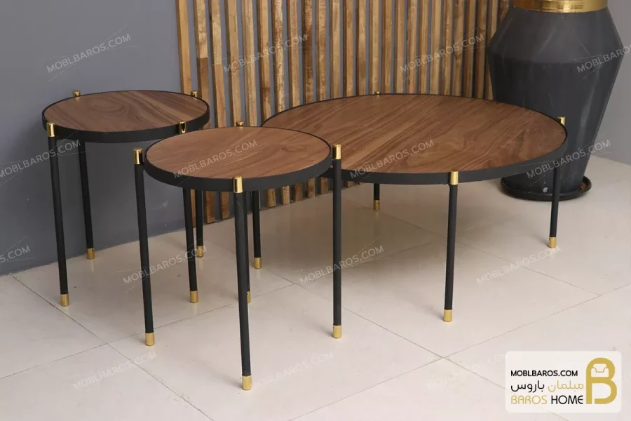 ست میز جلومبلی و عسلی کنارمبلی چوبی فلزی مدل هلن خرید مبل باروس 1