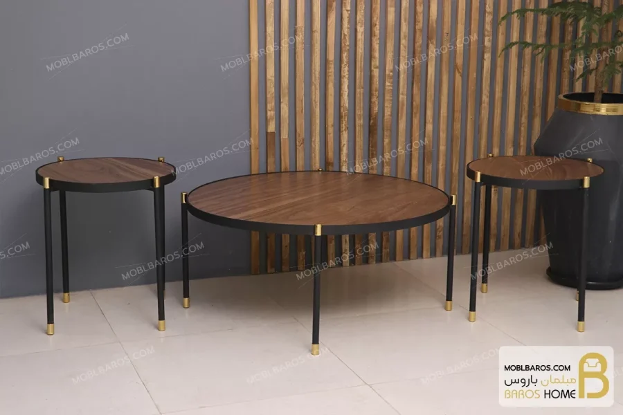 ست میز جلومبلی و عسلی کنارمبلی چوبی فلزی مدل هلن خرید مبل باروس 5