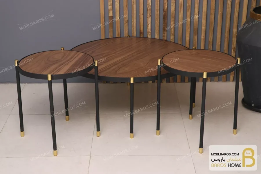 ست میز جلومبلی و عسلی کنارمبلی چوبی فلزی مدل هلن خرید مبل باروس 6