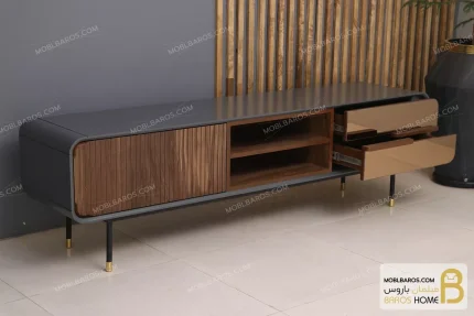 میز تلویزیون چوبی فلزی مدرن مدل هلن خرید مبل باروس 2