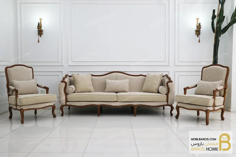 ست مبلمان نئوکلاسیک ترکیبی ابزاری چستر کویین و فرانسوی خرید مبل باروس 14