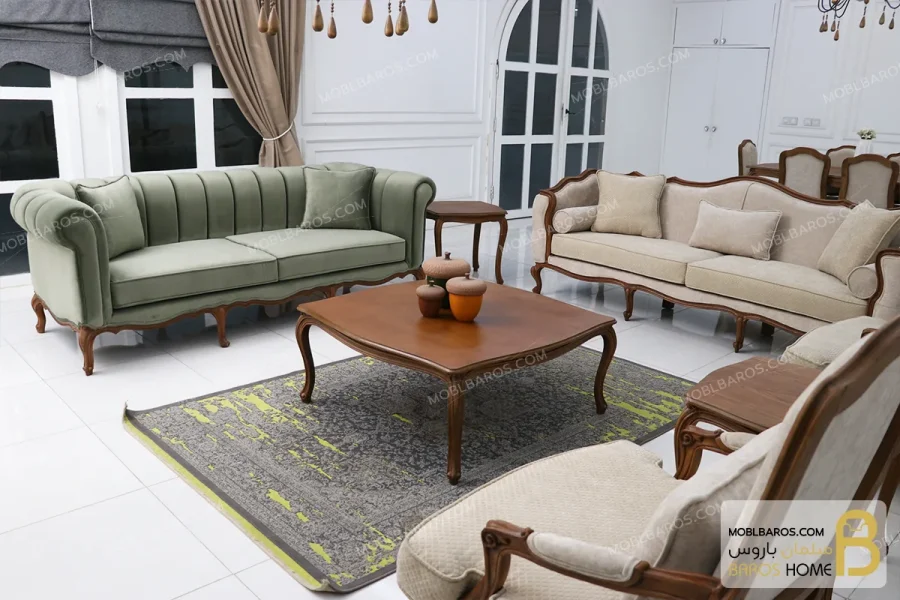 ست مبلمان نئوکلاسیک ترکیبی ابزاری چستر کویین و فرانسوی خرید مبل باروس 5