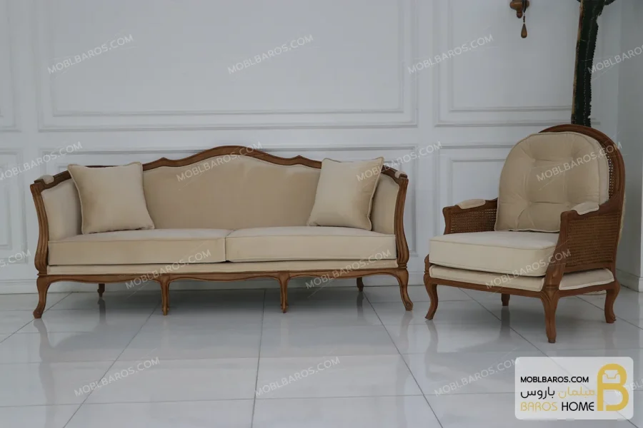 ست مبلمان کلاسیک ترکیبی مدل راشل پلاس و چستر کد ۴ خرید مبل باروس 16