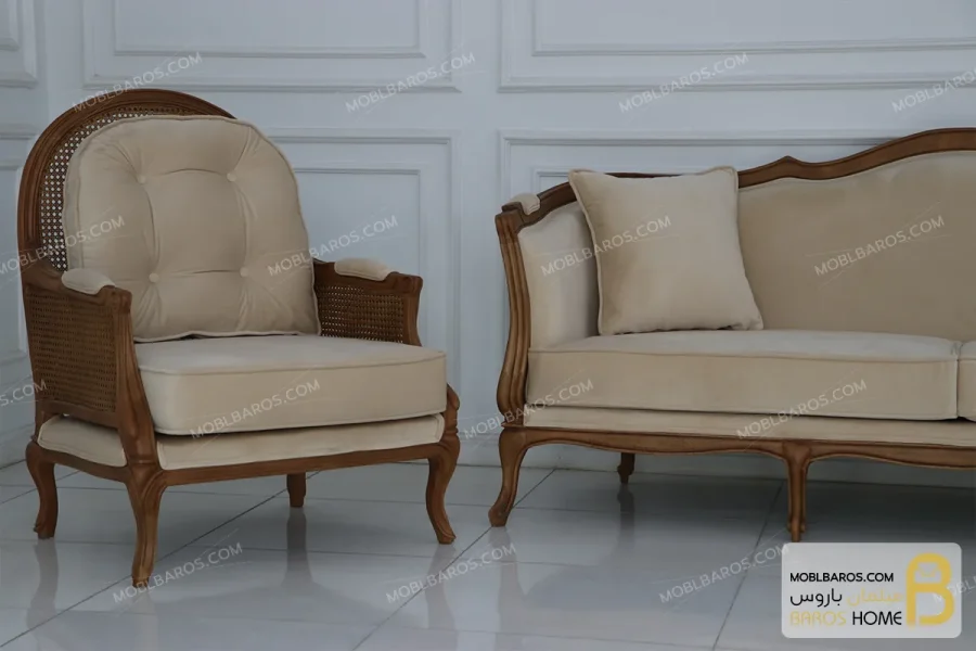ست مبلمان کلاسیک ترکیبی مدل راشل پلاس و چستر کد ۴ خرید مبل باروس 18