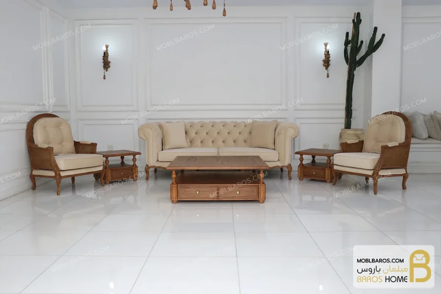ست مبلمان کلاسیک ترکیبی مدل راشل پلاس و چستر کد ۴ خرید مبل باروس 19