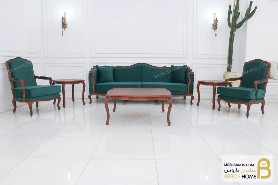 مبلمان ۸ نفره نئوکلاسیک ترکیبی کاریزما و ابزاری خرید مبل باروس 11 14