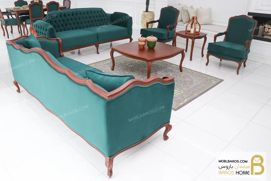 مبلمان ۸ نفره نئوکلاسیک ترکیبی کاریزما و ابزاری خرید مبل باروس 11 4