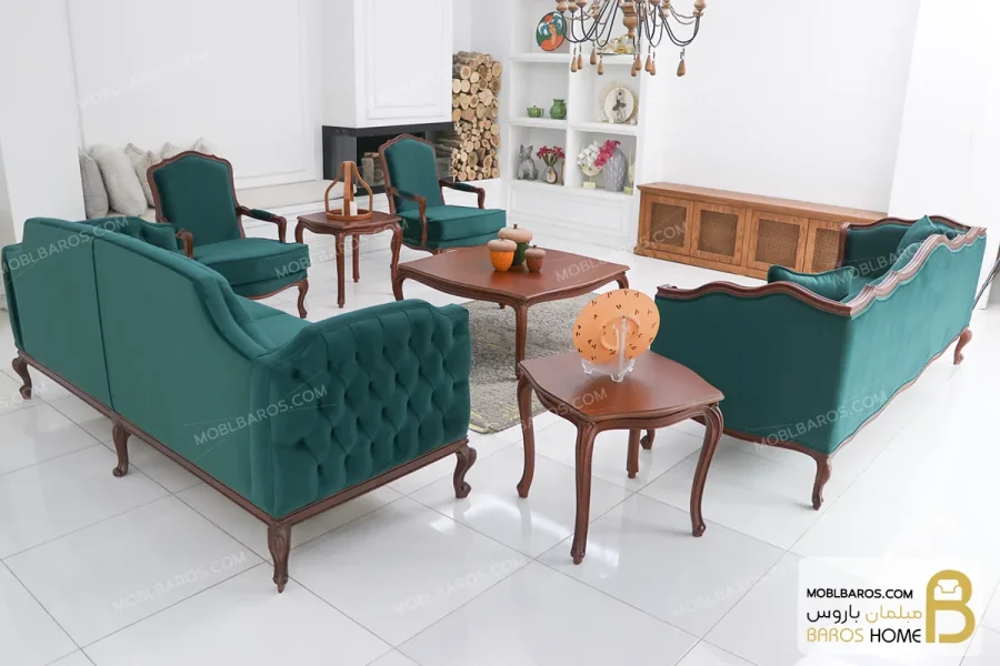 مبلمان ۸ نفره نئوکلاسیک ترکیبی کاریزما و ابزاری خرید مبل باروس 11 7