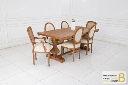 میز ناهارخوری کلاسیک جدید دکورا با صندلی لویی و مایا خرید مبل باروس 11 4