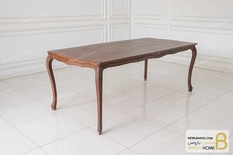 میز ناهار خوری چوبی ابزاری با صندلی راشل پایه سم آهویی کد ۳ خرید مبل باروس 110 (4)