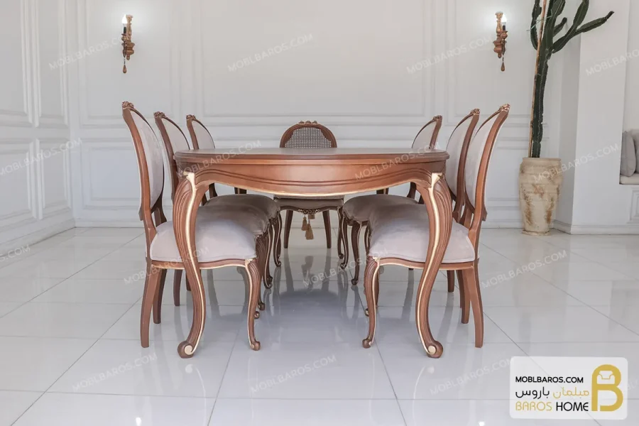 میز ناهارخوری کلاسیک و چوبی مدل لورنزو کد ۲ خرید مبل باروس 110 (4)